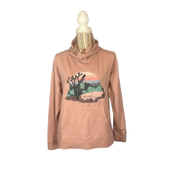 Gerry Blush Pink Hooded "Road Trippin" Graphic Pullover Sweatshirt Women Sz M - Picture 1 of 11